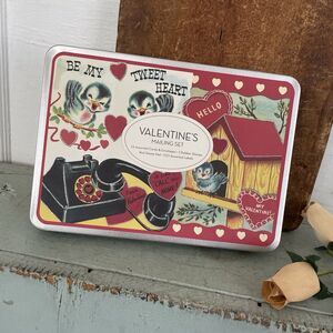 Cavallini Co. Valentine’s Mailing Set Cards Stickers Rubber Stamp Cute Nostalgic